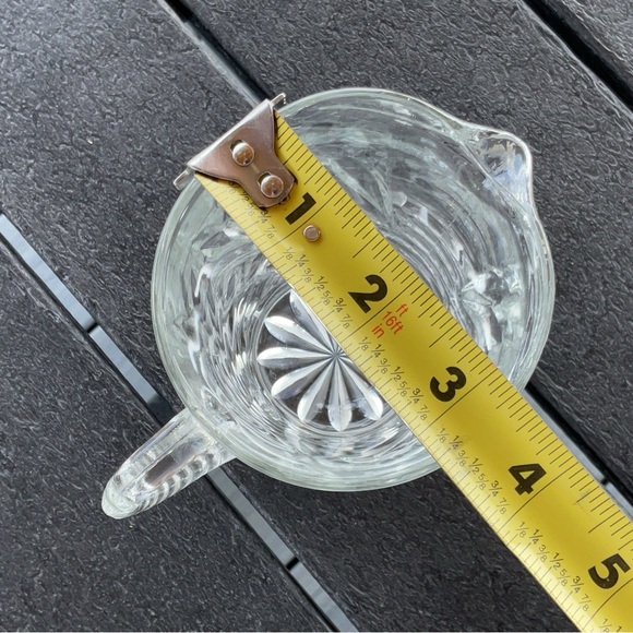 VGT. Pressed Glass Creamer Pitcher, Pineapple Fan Diamond Pattern Retro - Picture 7 of 8